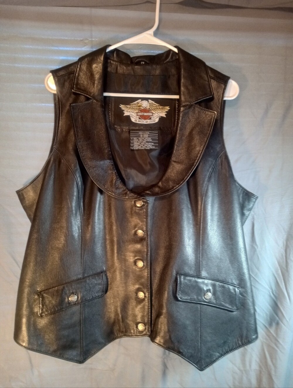 Harley Davidson Women's Plus Size Black Leather Vest